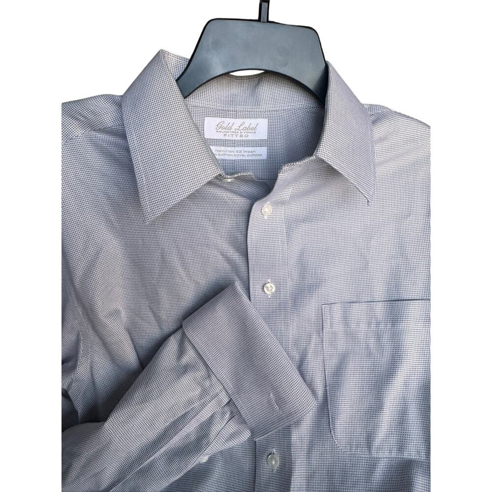 Gold Label Roundtree & Yorke Fitted Dress Shirt Large Gray Non-Iron Cotton 16/33